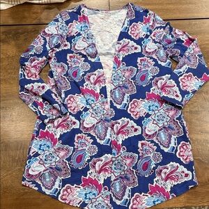 Chicos Open Front Cardigan Womens 2 Large  Paisley The Ultimate Tee Knit Jacket